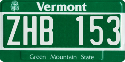 VT license plate ZHB153
