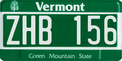 VT license plate ZHB156