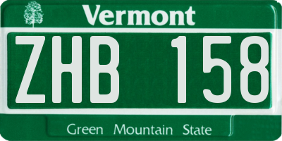 VT license plate ZHB158