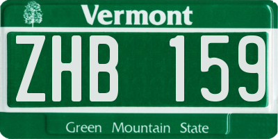 VT license plate ZHB159