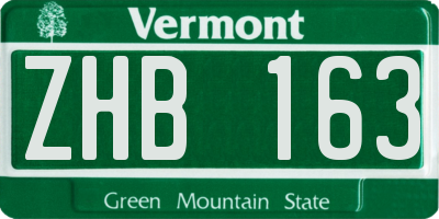 VT license plate ZHB163