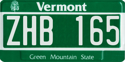 VT license plate ZHB165