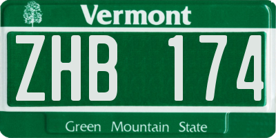 VT license plate ZHB174