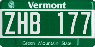 VT license plate ZHB177