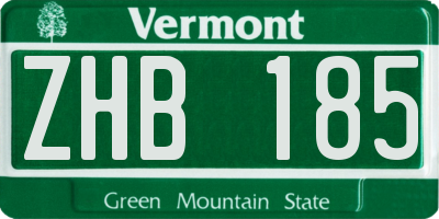 VT license plate ZHB185