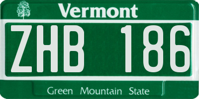 VT license plate ZHB186