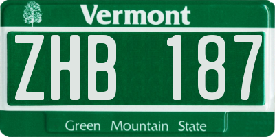 VT license plate ZHB187