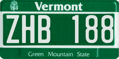 VT license plate ZHB188