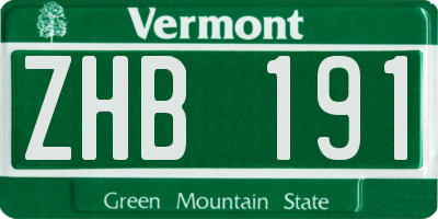 VT license plate ZHB191