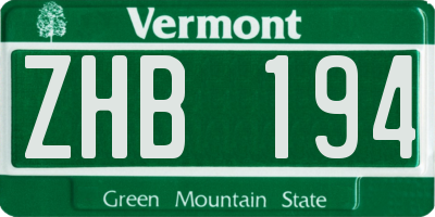 VT license plate ZHB194