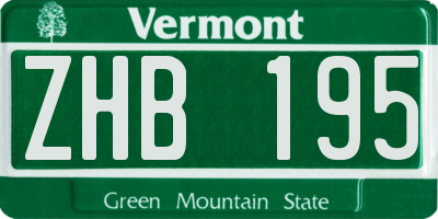 VT license plate ZHB195