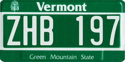 VT license plate ZHB197