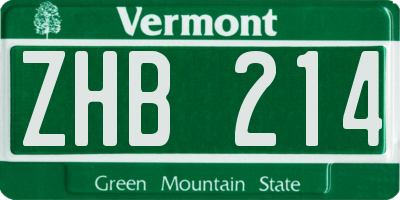 VT license plate ZHB214
