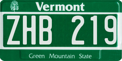 VT license plate ZHB219