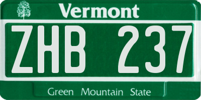 VT license plate ZHB237
