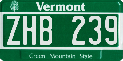 VT license plate ZHB239
