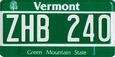 VT license plate ZHB240