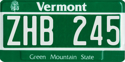 VT license plate ZHB245