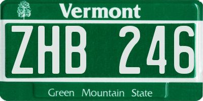 VT license plate ZHB246