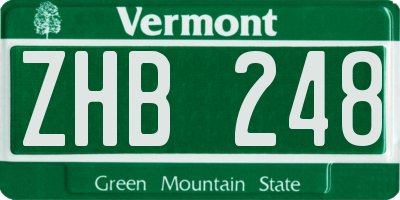 VT license plate ZHB248