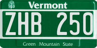 VT license plate ZHB250