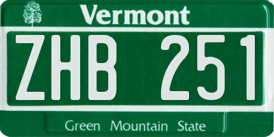 VT license plate ZHB251
