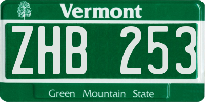 VT license plate ZHB253