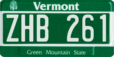 VT license plate ZHB261