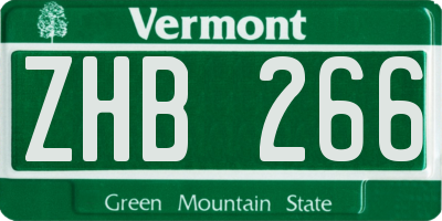 VT license plate ZHB266
