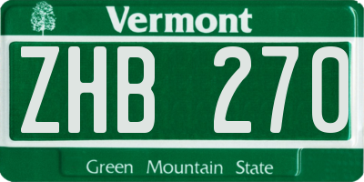 VT license plate ZHB270