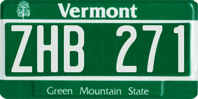 VT license plate ZHB271
