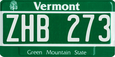 VT license plate ZHB273