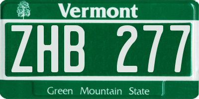 VT license plate ZHB277