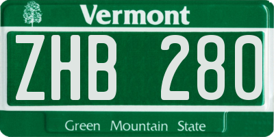VT license plate ZHB280