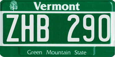 VT license plate ZHB290