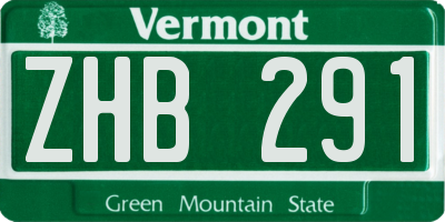 VT license plate ZHB291