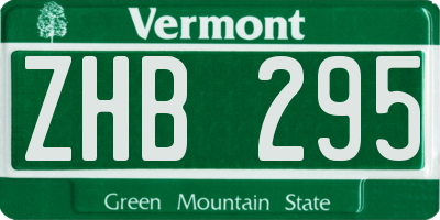 VT license plate ZHB295