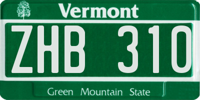 VT license plate ZHB310