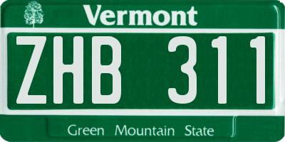 VT license plate ZHB311