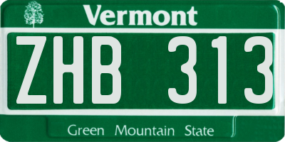 VT license plate ZHB313