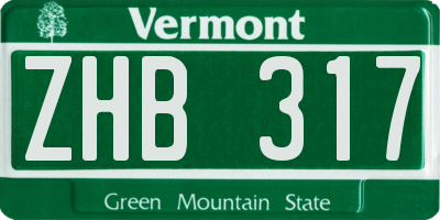 VT license plate ZHB317