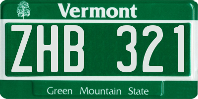 VT license plate ZHB321