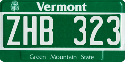 VT license plate ZHB323