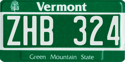 VT license plate ZHB324