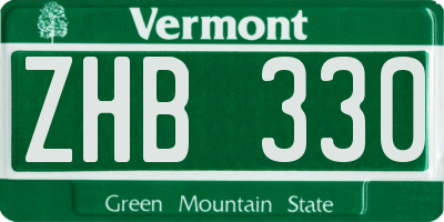 VT license plate ZHB330