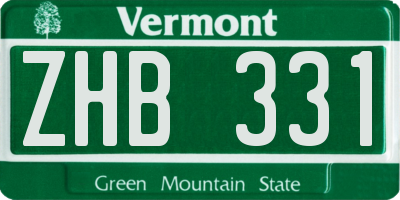 VT license plate ZHB331