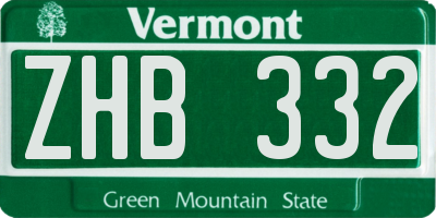 VT license plate ZHB332