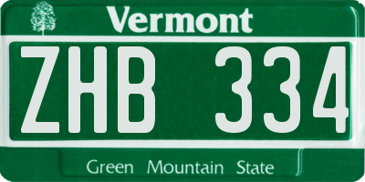 VT license plate ZHB334