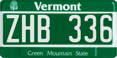 VT license plate ZHB336