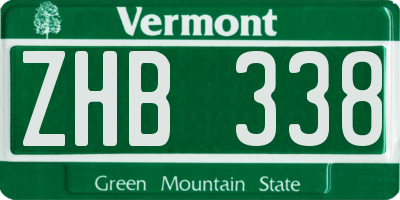 VT license plate ZHB338